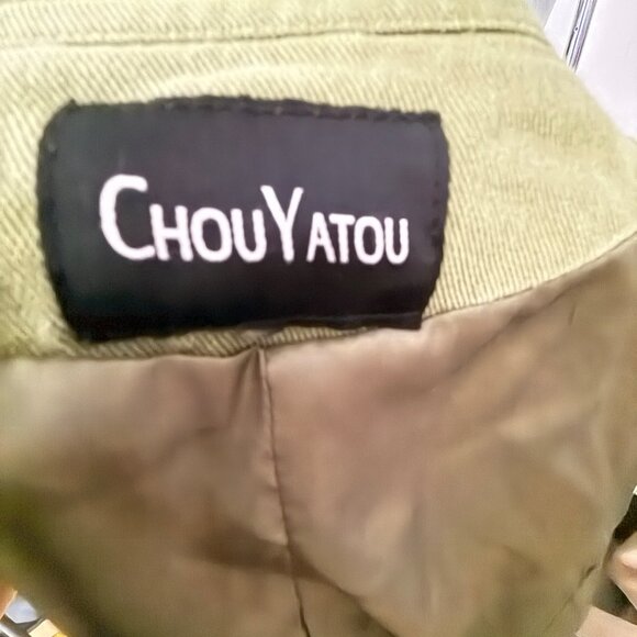 Green Studded Moto Jacket With Asymmetrical Zipper Womens M Cotton Blend Edgy De - Picture 8 of 9